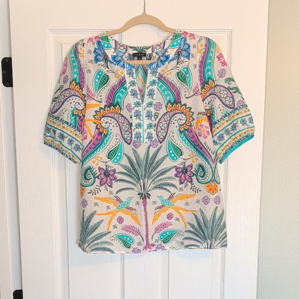 Talbots Colorful Paisley Print Blouse